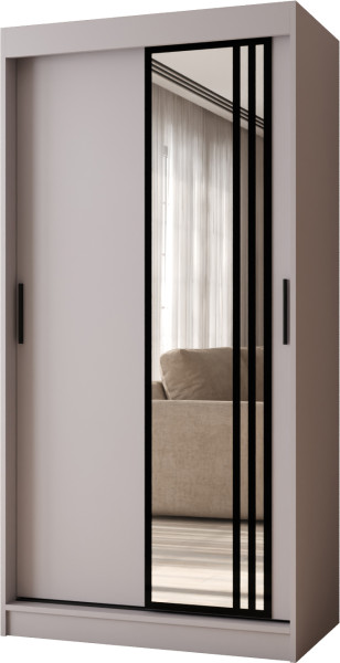 Szafa przesuwna z lustrem Garderoba GLOSSY 100 kaszmir + u. czarny 1097896