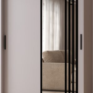 Szafa przesuwna z lustrem Garderoba GLOSSY 120 kaszmir + u. czarny 1097836