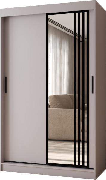 Szafa przesuwna z lustrem Garderoba GLOSSY 120 kaszmir + u. czarny 1097836