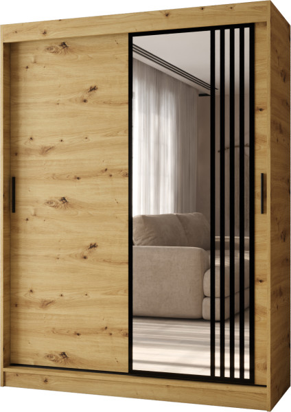 Szafa przesuwna z lustrem Garderoba GLOSSY 150 artisan + u. czarny 1097905