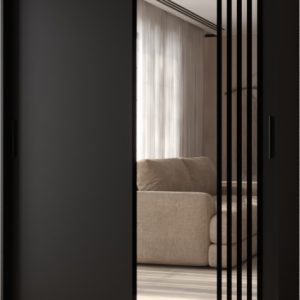 Szafa przesuwna z lustrem Garderoba GLOSSY 150 czarny + u. czarny 1097875