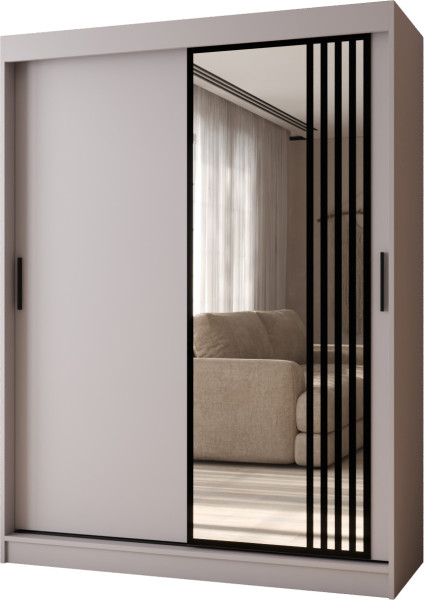 Szafa przesuwna z lustrem Garderoba GLOSSY 150 kaszmir + u. czarny 1097932