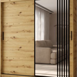 Szafa przesuwna z lustrem Garderoba GLOSSY 180 artisan + u. czarny 1097860