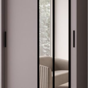Szafa przesuwna z lustrem Garderoba LUGO 100 kaszmir + u. czarny 1101173 Szafa przesuwna z lustrem Garderoba LUGO 100 kaszmir + u. czarny 1101173