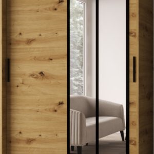 Szafa przesuwna z lustrem Garderoba LUGO 120 artisan + u. czarny 1101170 Szafa przesuwna z lustrem Garderoba LUGO 120 artisan + u. czarny 1101170
