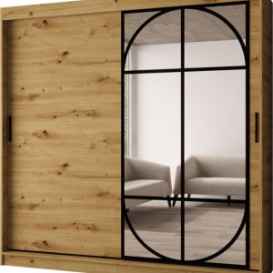Szafa przesuwna z lustrem Garderoba LUGO 200 artisan + u. czarny 1101171 Szafa przesuwna z lustrem Garderoba LUGO 200 artisan + u. czarny 1101171