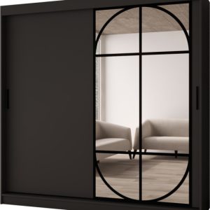 Szafa przesuwna z lustrem Garderoba LUGO 200 czarny + u. czarny 1101176 Szafa przesuwna z lustrem Garderoba LUGO 200 czarny + u. czarny 1101176