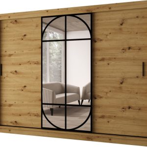 Szafa przesuwna z lustrem Garderoba LUGO 250 artisan + u. czarny 1101169 Szafa przesuwna z lustrem Garderoba LUGO 250 artisan + u. czarny 1101169