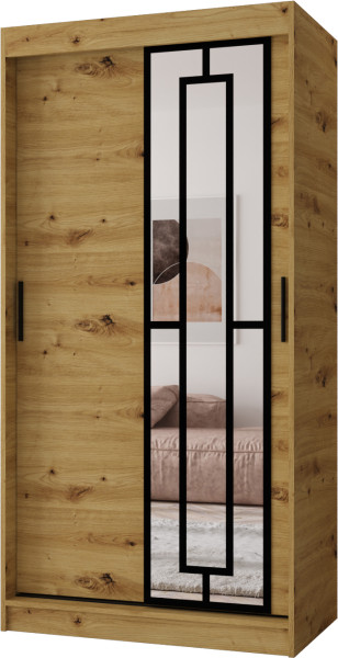 Szafa przesuwna z lustrem Garderoba MODENA 100 artisan + u. czarny 1097427