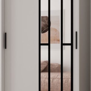 Szafa przesuwna z lustrem Garderoba MODENA 100 biały + u. czarny 1097443 Szafa przesuwna z lustrem Garderoba MODENA 100 biały + u. czarny 1097443