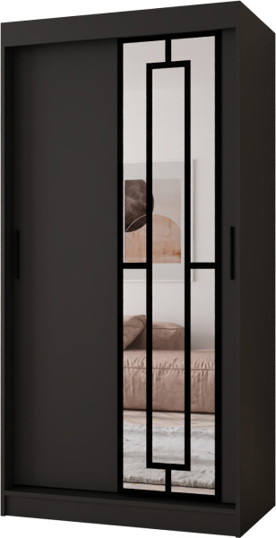 Szafa przesuwna z lustrem Garderoba MODENA 100 czarny + u. czarny 1097390