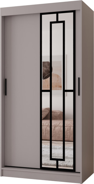 Szafa przesuwna z lustrem Garderoba MODENA 100 kaszmir + u. czarny 1097400