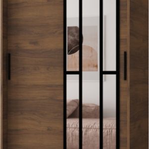 Szafa przesuwna z lustrem Garderoba MODENA 100 orzech + u. czarny 1097433 Szafa przesuwna z lustrem Garderoba MODENA 100 orzech + u. czarny 1097433