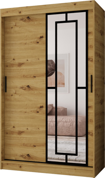 Szafa przesuwna z lustrem Garderoba MODENA 120 artisan + u. czarny 1097405