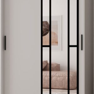 Szafa przesuwna z lustrem Garderoba MODENA 120 biały + u. czarny 1097446 Szafa przesuwna z lustrem Garderoba MODENA 120 biały + u. czarny 1097446