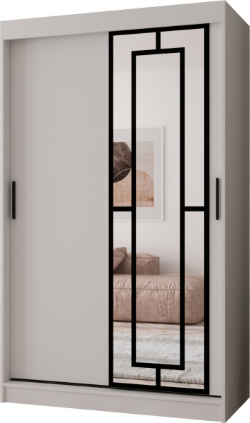 Szafa przesuwna z lustrem Garderoba MODENA 120 biały + u. czarny 1097446