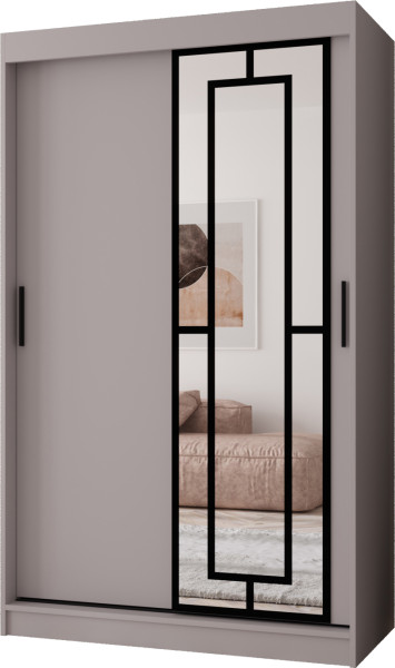 Szafa przesuwna z lustrem Garderoba MODENA 120 kaszmir + u. czarny 1097449
