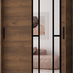 Szafa przesuwna z lustrem Garderoba MODENA 120 orzech + u. czarny 1097430 Szafa przesuwna z lustrem Garderoba MODENA 120 orzech + u. czarny 1097430