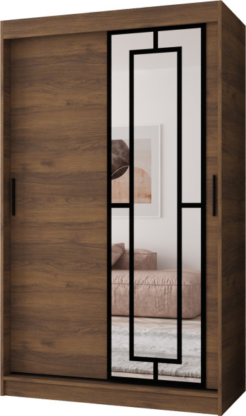Szafa przesuwna z lustrem Garderoba MODENA 120 orzech + u. czarny 1097430