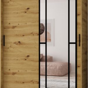 Szafa przesuwna z lustrem Garderoba MODENA 150 artisan + u. czarny 1097404 Szafa przesuwna z lustrem Garderoba MODENA 150 artisan + u. czarny 1097404