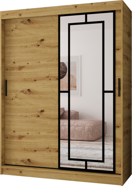 Szafa przesuwna z lustrem Garderoba MODENA 150 artisan + u. czarny 1097404