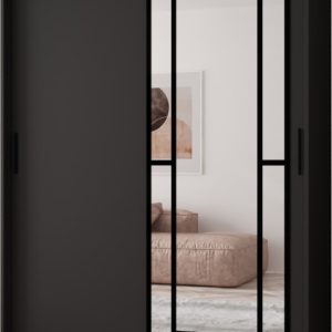 Szafa przesuwna z lustrem Garderoba MODENA 150 czarny + u. czarny 1097416 Szafa przesuwna z lustrem Garderoba MODENA 150 czarny + u. czarny 1097416