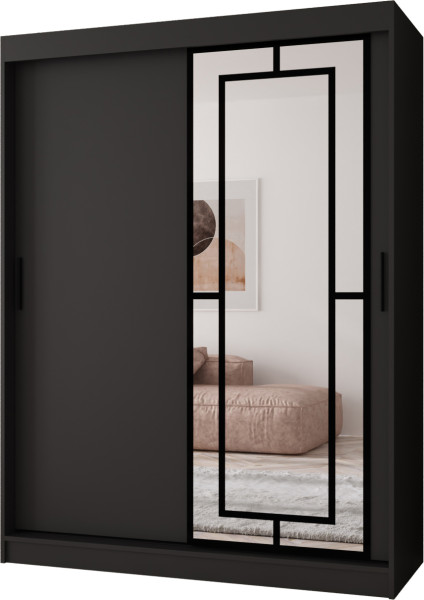 Szafa przesuwna z lustrem Garderoba MODENA 150 czarny + u. czarny 1097416