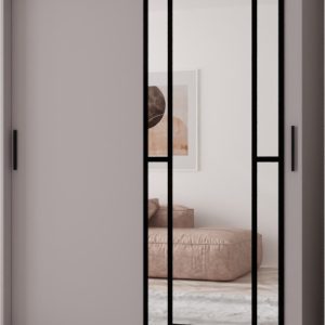 Szafa przesuwna z lustrem Garderoba MODENA 150 kaszmir + u. czarny 1097415 Szafa przesuwna z lustrem Garderoba MODENA 150 kaszmir + u. czarny 1097415
