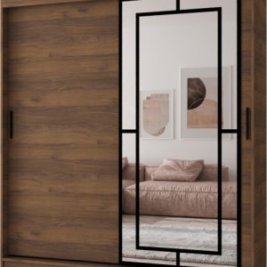 Szafa przesuwna z lustrem Garderoba MODENA 180 orzech + u. czarny 1097436 Szafa przesuwna z lustrem Garderoba MODENA 180 orzech + u. czarny 1097436