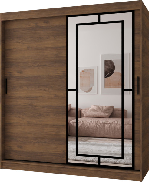 Szafa przesuwna z lustrem Garderoba MODENA 180 orzech + u. czarny 1097436