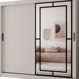 Szafa przesuwna z lustrem Garderoba MODENA 200 biały + u. czarny 1097397