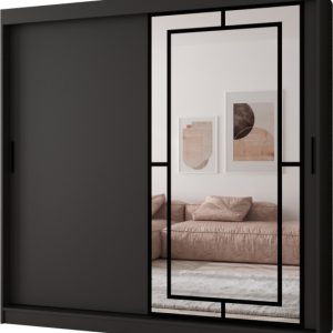 Szafa przesuwna z lustrem Garderoba MODENA 200 czarny + u. czarny 1097437