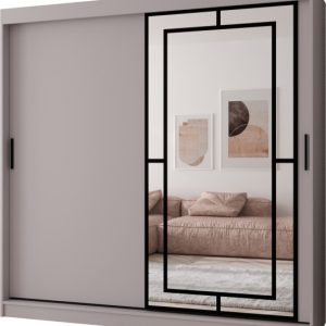 Szafa przesuwna z lustrem Garderoba MODENA 200 kaszmir + u. czarny 1097429