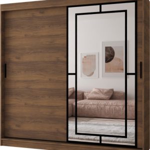 Szafa przesuwna z lustrem Garderoba MODENA 200 orzech + u. czarny 1097399