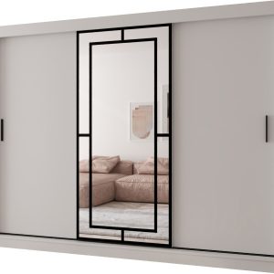 Szafa przesuwna z lustrem Garderoba MODENA 250 biały + u. czarny 1097401