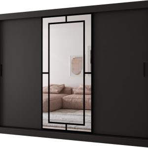 Szafa przesuwna z lustrem Garderoba MODENA 250 czarny + u. czarny 1097392