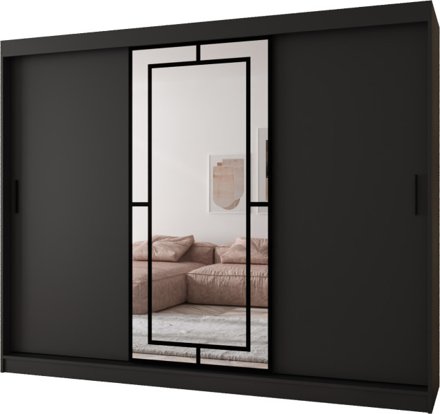 Szafa przesuwna z lustrem Garderoba MODENA 250 czarny + u. czarny 1097392