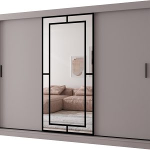 Szafa przesuwna z lustrem Garderoba MODENA 250 kaszmir + u. czarny 1097403