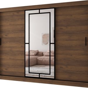 Szafa przesuwna z lustrem Garderoba MODENA 250 orzech + u. czarny 1097435