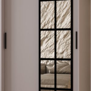 Szafa przesuwna z lustrem Garderoba ORLANDO 100 kaszmir + u. czarny 1097413