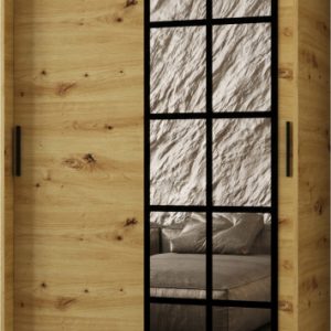 Szafa przesuwna z lustrem Garderoba ORLANDO 120 artisan + u. czarny 1097411