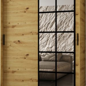 Szafa przesuwna z lustrem Garderoba ORLANDO 150 artisan + u. czarny 1097432