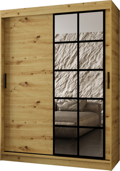 Szafa przesuwna z lustrem Garderoba ORLANDO 150 artisan + u. czarny 1097432