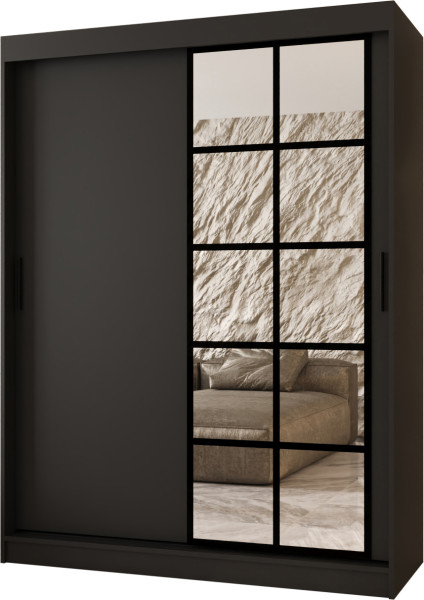 Szafa przesuwna z lustrem Garderoba ORLANDO 150 czarny + u. czarny 1097410