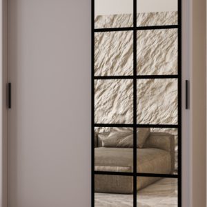 Szafa przesuwna z lustrem Garderoba ORLANDO 150 kaszmir + u. czarny 1097394