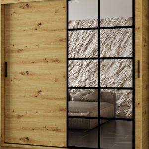 Szafa przesuwna z lustrem Garderoba ORLANDO 180 artisan + u. czarny 1097440