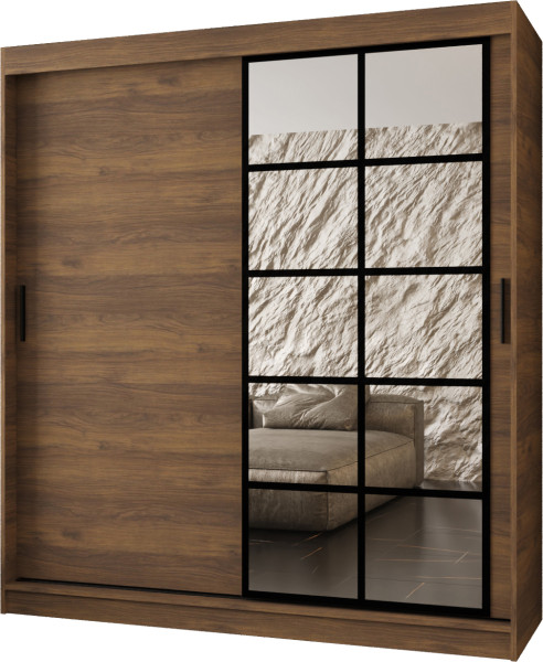 Szafa przesuwna z lustrem Garderoba ORLANDO 180 orzech + u. czarny 1097421
