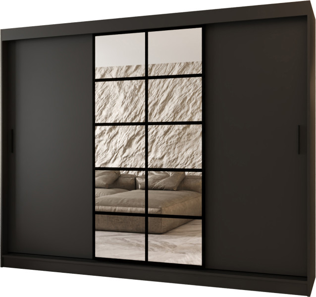 Szafa przesuwna z lustrem Garderoba ORLANDO 250 czarny + u. czarny 1097445