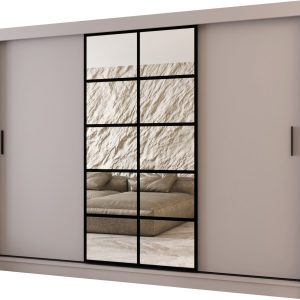 Szafa przesuwna z lustrem Garderoba ORLANDO 250 kaszmir + u. czarny 1097407 Szafa przesuwna z lustrem Garderoba ORLANDO 250 kaszmir + u. czarny 1097407