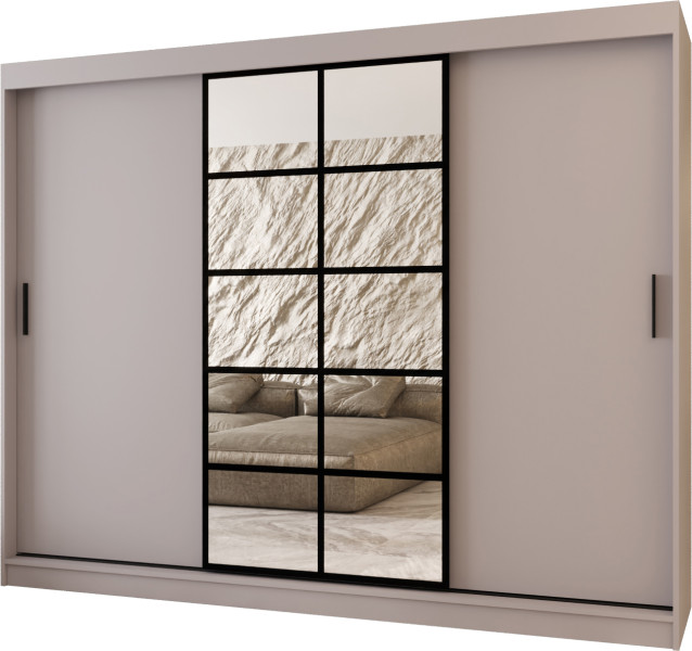 Szafa przesuwna z lustrem Garderoba ORLANDO 250 kaszmir + u. czarny 1097407